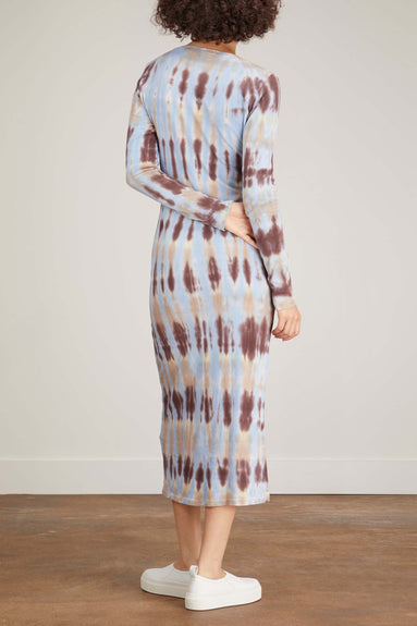 Raquel Allegra Dresses Fitted Long Sleeve Dress in Grey Hills Forms Tie Dye