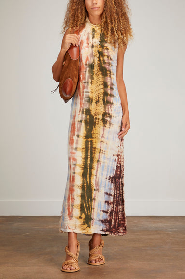 Raquel Allegra Dresses Halter Dress in Red Yellow Cliffs Tie Dye Raquel Allegra Halter Dress in Red Yellow Cliffs Tie Dye