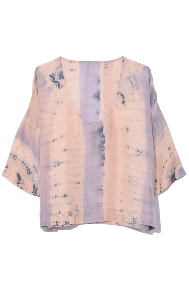 Raquel Allegra Clothing Pop Over Top in Peach Clouds Tie Dye
