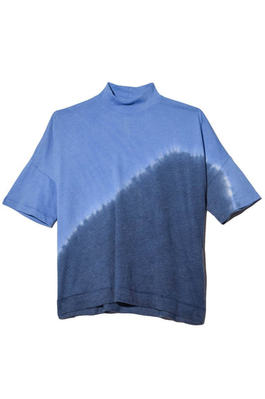 Raquel Allegra Tops Signature Jersey Mock Neck Boxy Top in Sky Tie Dye Raquel Allegra Signature Jersey Mock Neck Boxy Top in Sky Tie Dye