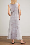 Raquel Allegra Dresses Sleeveless Drama Maxi Dress in Silver Tiger Tie Dye