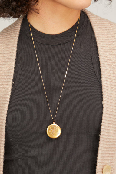 Reverie Estate Jewelry Necklaces Engraved Gold Locket Pendant Necklace in 14k Gold Reverie Estate Jewelry Engraved Gold Locket Pendant Necklace in 14k Gold