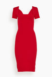 Roland Mouret Dresses Knit Bust Detail Midi Dress in Red