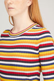Rosetta Getty Tops Cropped Sleeve T-Shirt in Stripe Multi Rosetta Getty Cropped Sleeve T-Shirt in Stripe Multi