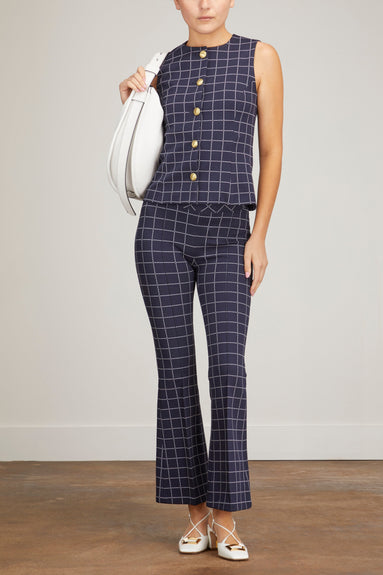 Rosetta Getty Pants Pull On Cropped Flare Pant in Navy/White