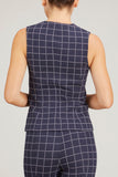 Rosetta Getty Tops Sleeveless Button Front Top in Navy/White
