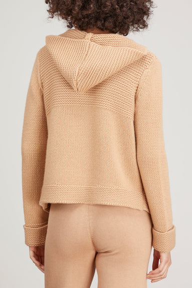 Sablyn Sweaters Tate Button Front Cardigan with Hoodie in Honey