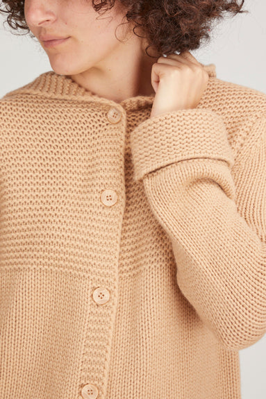 Sablyn Sweaters Tate Button Front Cardigan with Hoodie in Honey