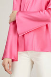 Sablyn Tops Long Sleeve Silk Blouse in Pink Pepper