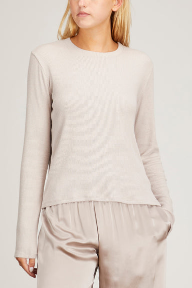 Sablyn Tops Ryder Long Sleeve Ribbed Tee in Flax