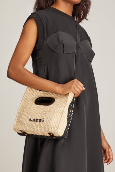 Sacai Top Handle Bags Abaka Small Shopper Bag in Black/Natural Sacai Abaka Small Shopper Bag in Black/Natural