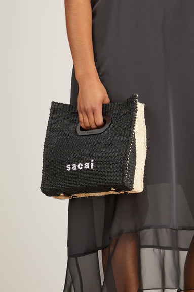 Sacai Top Handle Bags Abaka Small Shopper Bag in Black/Natural Sacai Abaka Small Shopper Bag in Black/Natural