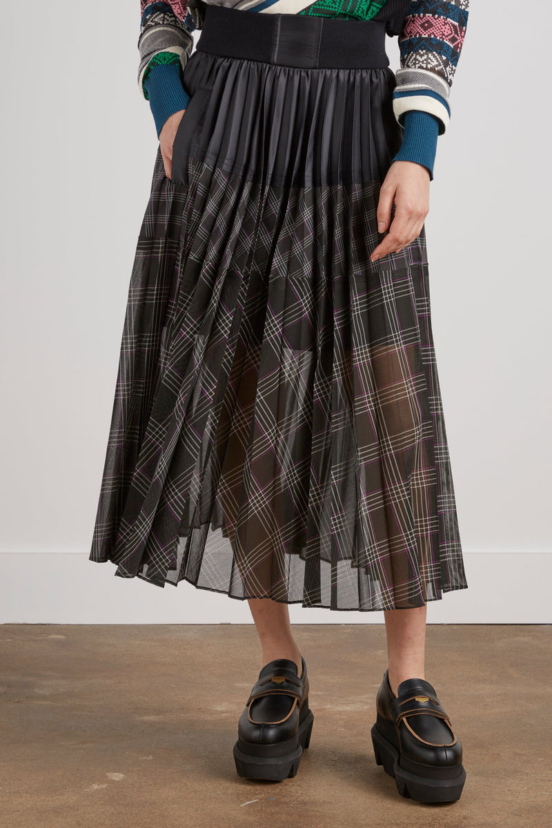 Sacai Glencheck Mix Skirt in Black – Hampden Clothing