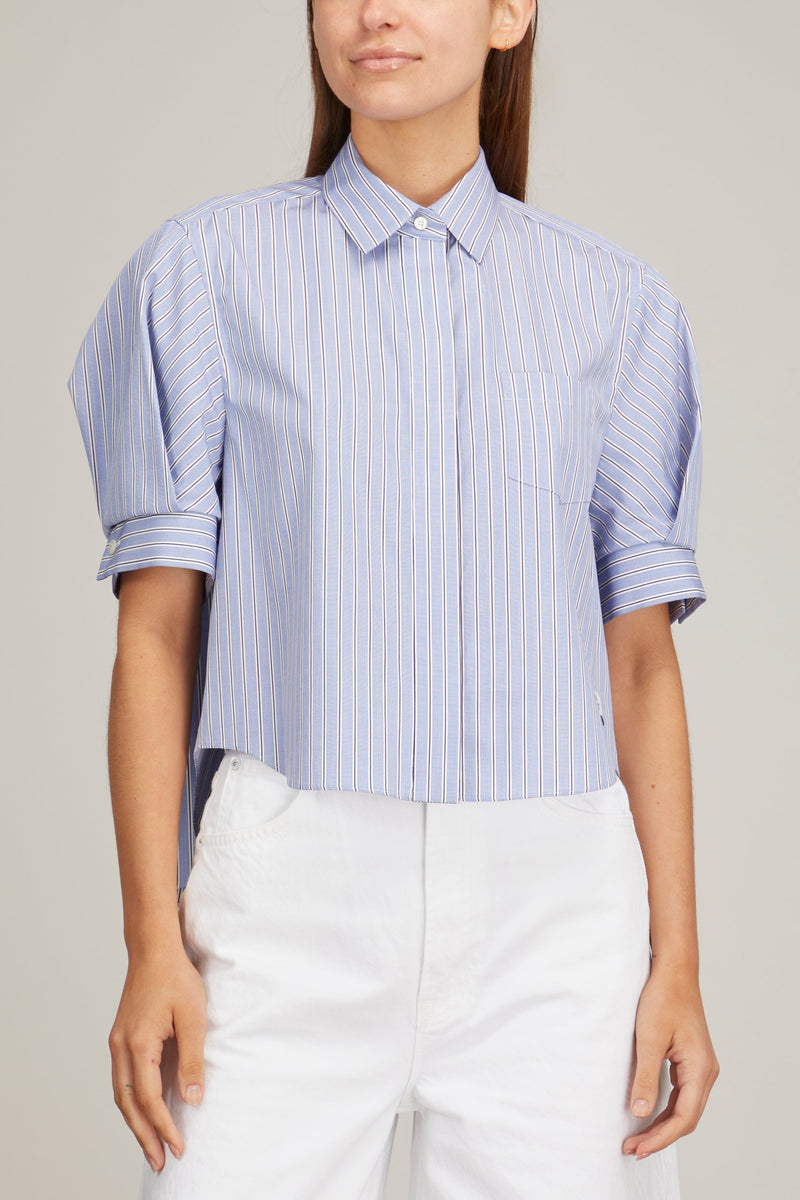Sacai Thomas Mason / Cotton Poplin Shirt in Light Blue Stripe