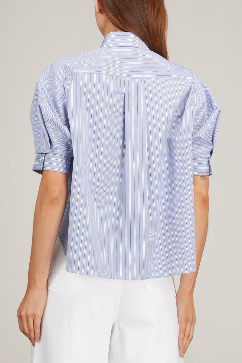 Sacai Thomas Mason / Cotton Poplin Shirt in Light Blue Stripe 