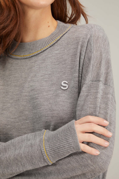 Sacai Tops Cashmere Knit Pullover in Gray
