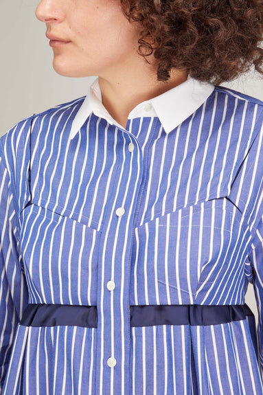Sacai Tops Cotton Poplin Shirt in Blue Stripe