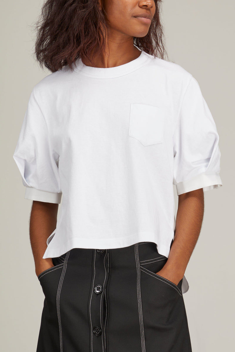 Sacai Cotton Poplin x Cotton Jersey T-Shirt in Off White – Hampden