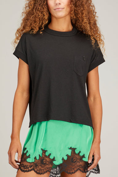Sacai Tops Cotton Ramie Jersey T-Shirt in Black