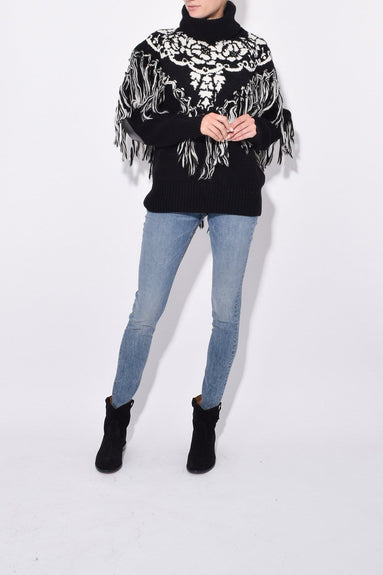 Sacai Clothing Floral Jacquard Pullover in Black