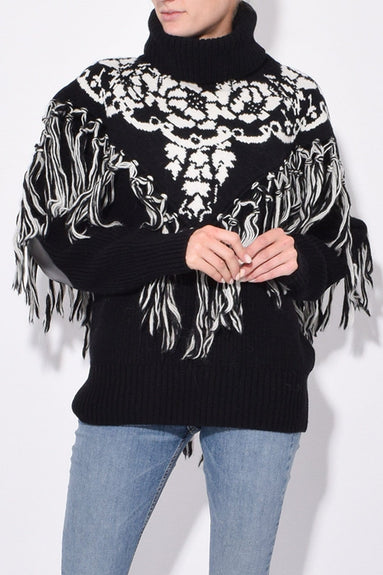 Sacai Clothing Floral Jacquard Pullover in Black