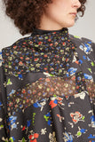 Sacai Tops Flower Print Blouse in Black