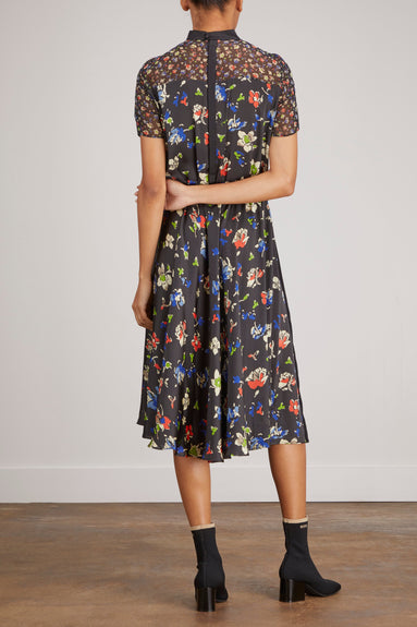 Sacai Dresses Flower Print Cotton Jersey Dress in Black Sacai Flower Print Cotton Jersey Dress in Black