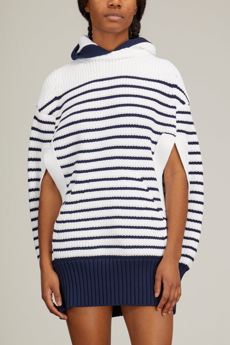 Horizontal Stripe Knit Cape in Off White – Hampden Clothing