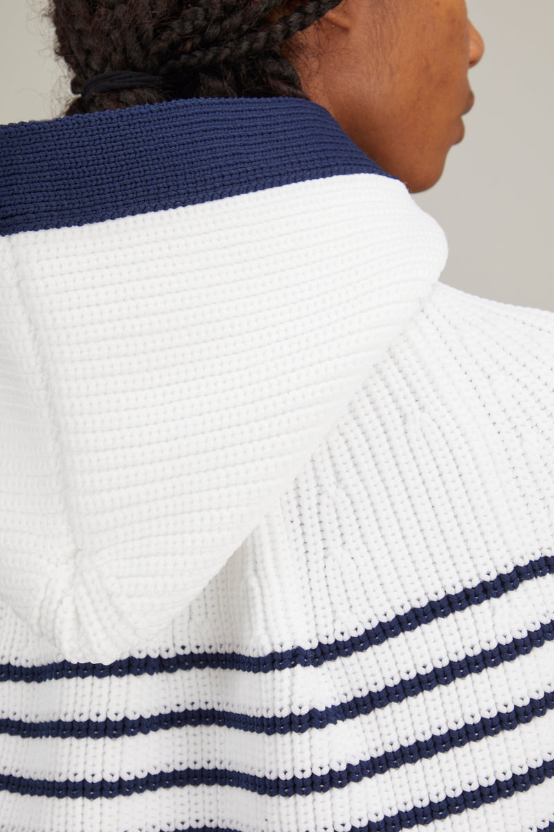 Horizontal Stripe Knit Cape in Off White – Hampden Clothing