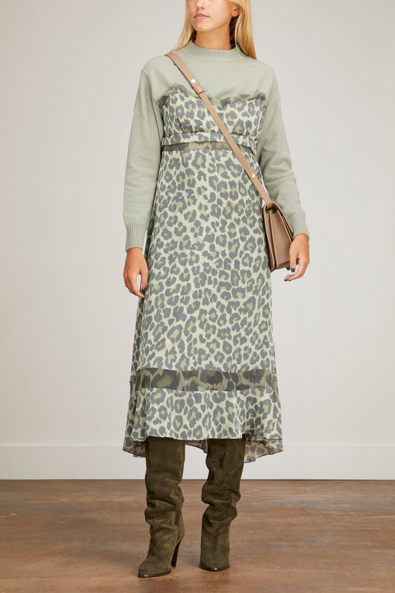 Sacai Leopard Print x Knit Dress in Khaki – Hampden Clothing