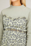 Sacai Dresses Leopard Print x Knit Dress in Khaki