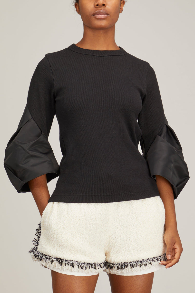 Sacai Nylon Twill Mix Cotton Jersey Pullover in Black – Hampden