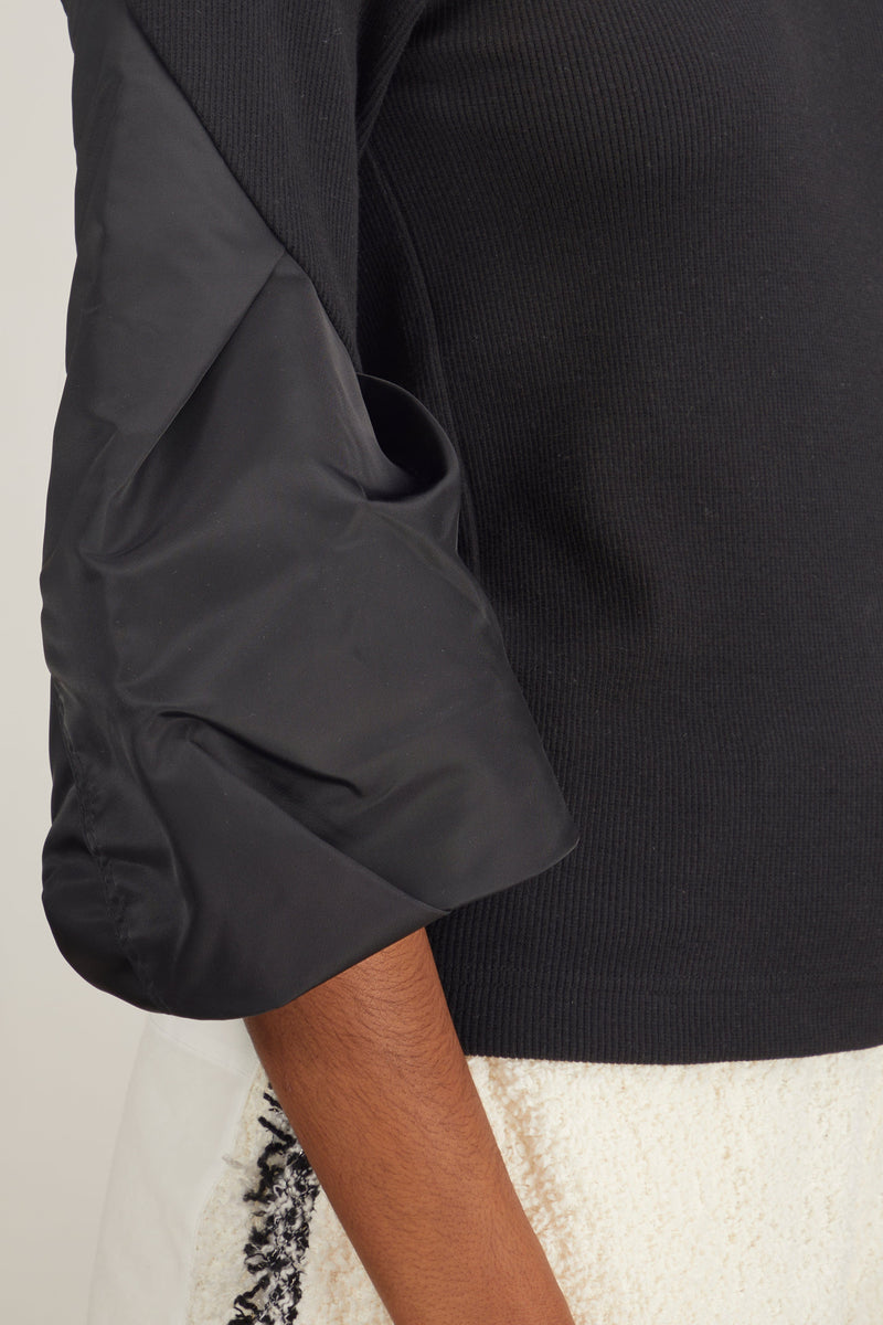 Sacai Nylon Twill Mix Cotton Jersey Pullover in Black – Hampden 