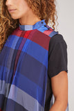 Sacai Tops Plaid Cotton Jersey T-Shirt in Black/Navy Sacai Plaid Cotton Jersey T-Shirt in Black/Navy