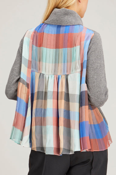 Sacai Sweaters Plaid Wool Knit Pullover in Gray/Multi Sacai Plaid Wool Knit Pullover in Gray/Multi