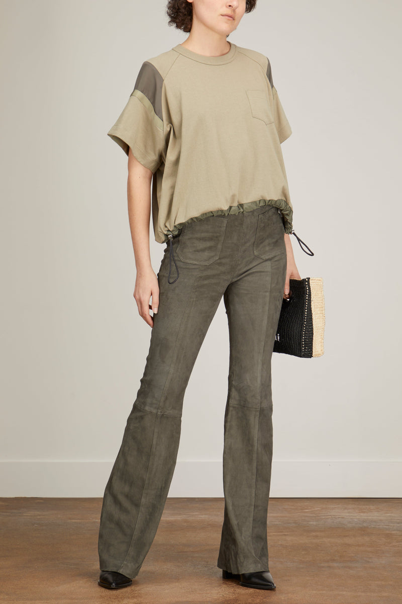 Sacai Solid Satin x Cotton Jersey T-Shirt in Khaki – Hampden Clothing