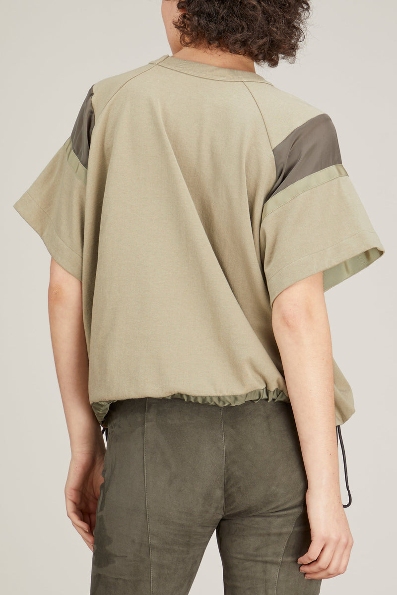Sacai Solid Satin x Cotton Jersey T-Shirt in Khaki – Hampden Clothing