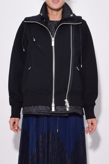 Sacai Clothing Sponge Sweat Jacket in Black/Black