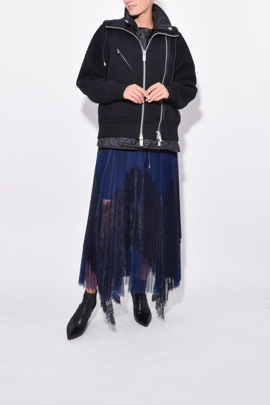 Sacai Clothing Sponge Sweat Jacket in Black/Black