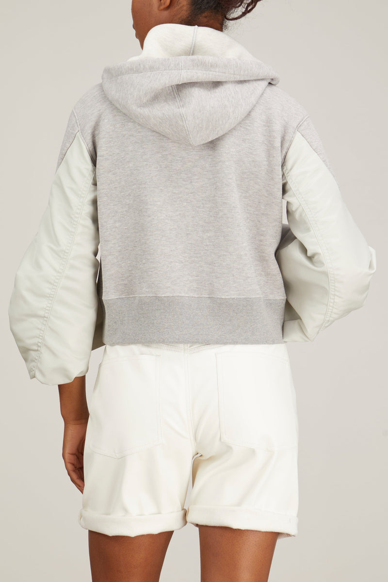 Sacai Sponge Sweat Nylon Twill Hoodie in Light Gray – Hampden Clothing