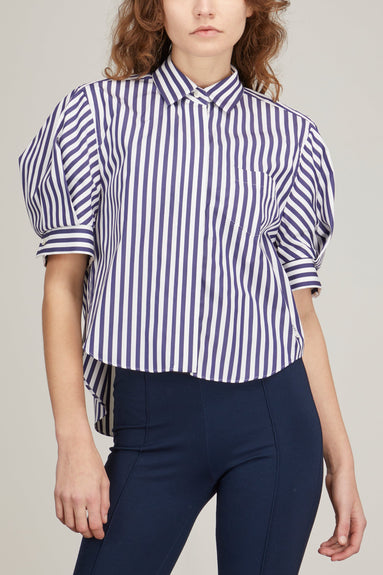 Sacai Tops Thomas Mason / Cotton Poplin Shirt in Navy Stripe Sacai Thomas Mason / Cotton Poplin Shirt in Navy Stripe