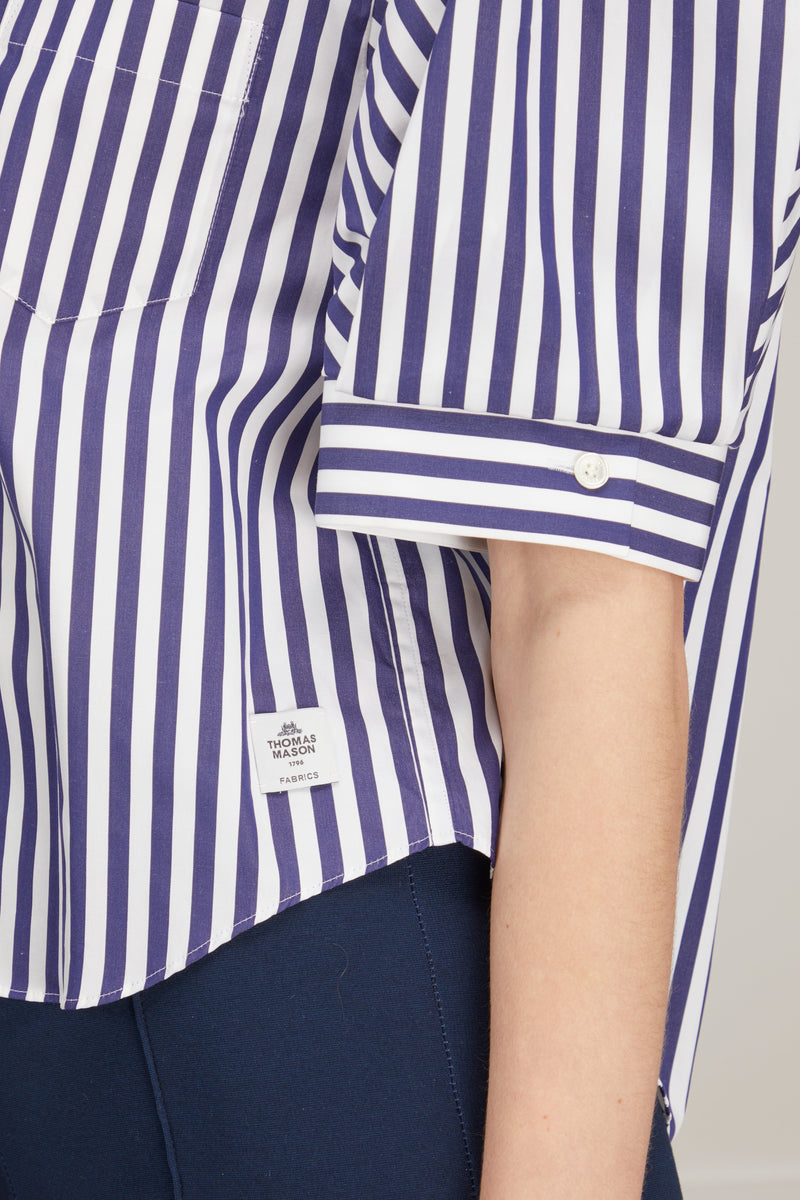 Sacai Thomas Mason / Cotton Poplin Shirt in Navy Stripe – Hampden