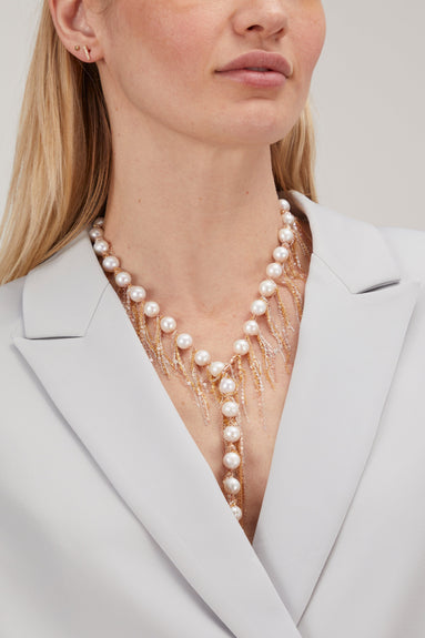 Samira 13 Necklaces 31" White Fresh Pearls Fringe Necklace Samira 13 31" White Fresh Pearls Fringe Necklace