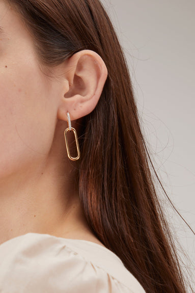 Samira 13 Earrings Pave Diamond Link Drop Hoop Earring in 14k Gold