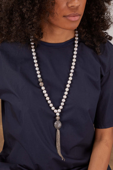 Samira 13 Bracelets Silver Strand Rose Cut Diamond Accents Sliced Diamond Marquis Chain Tassel Necklace Samira 13 Silver Strand Rose Cut Diamond Accents Sliced Diamond Marquis Chain Tassel Necklace