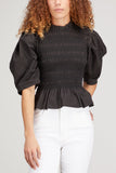 Sea Tops Phoebe Cotton 3/4 Smocked Top in Black