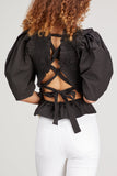 Sea Tops Phoebe Cotton 3/4 Smocked Top in Black
