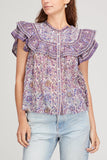 Sea Tops Rosita Flutter Sleeve Top in Purple