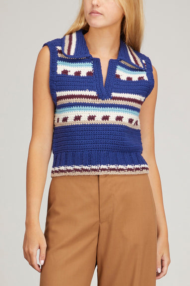 Sea Tops Sutton Crochet Vest in Blue Sea Sutton Crochet Vest in Blue