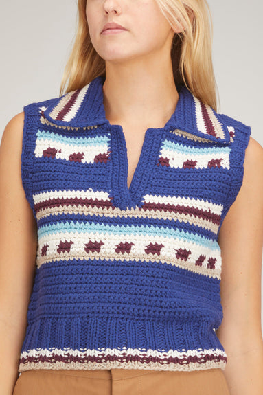Sea Tops Sutton Crochet Vest in Blue Sea Sutton Crochet Vest in Blue